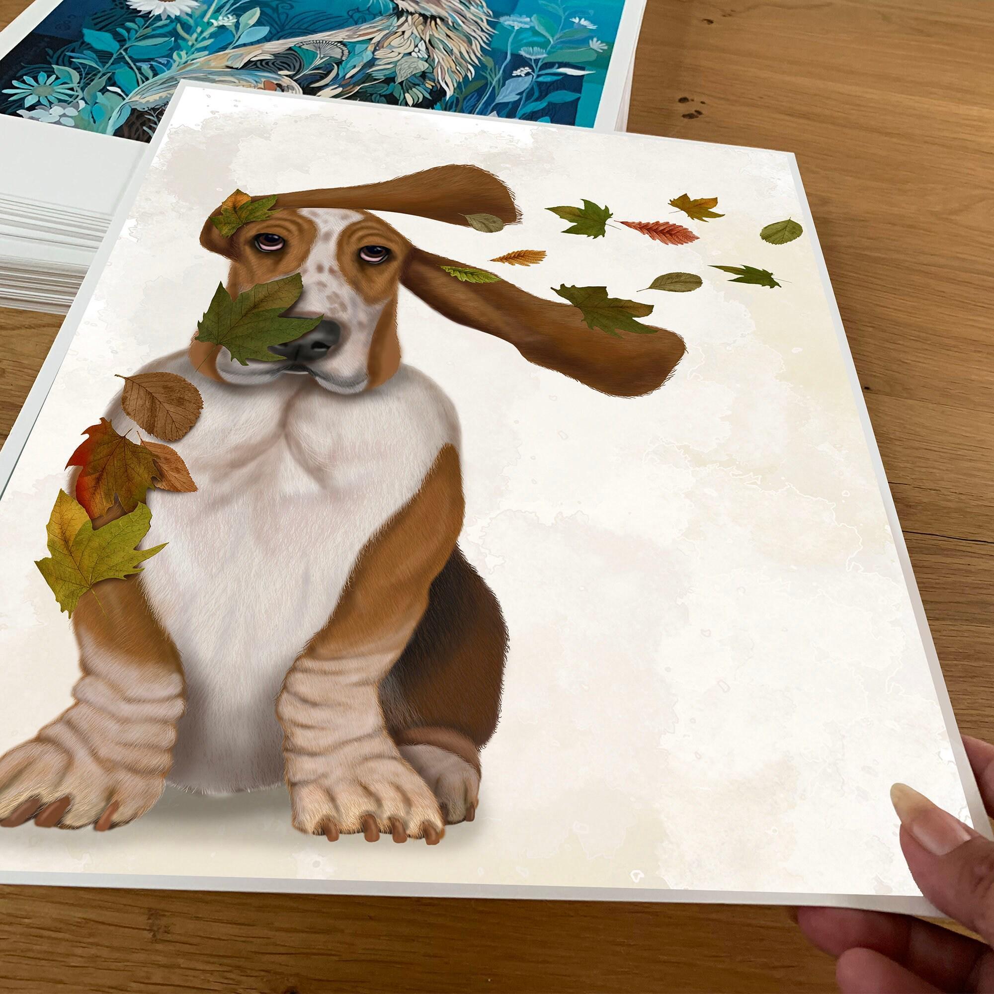 Windswept Basset Hound Art Print, Whimsical Dog Lover Gift - Etsy