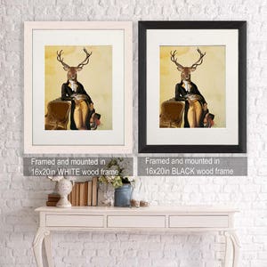 Deer print stag print deer Poster stag poster deer art print gift for mens gift deer art stag art woodland deer canvas Deer & Chair 画像 2