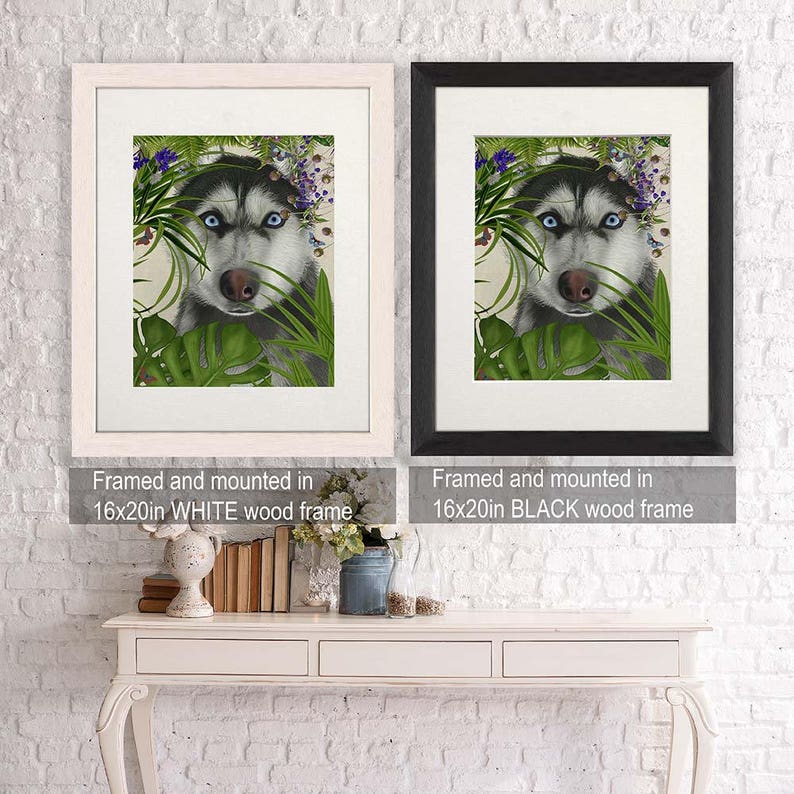 siberian husky print dog sledding gift husky gift husky art funny home decor funny animal husky poster Husky Portrait Tropical husky