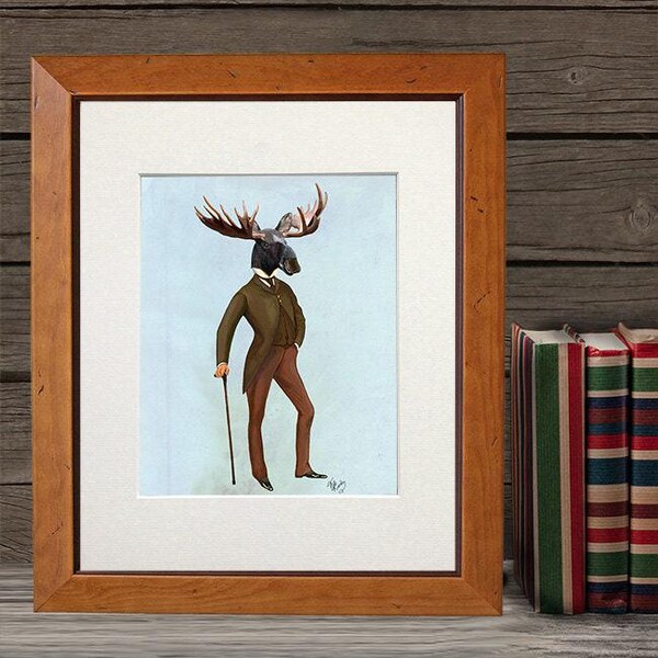 Moose decor Moose in Suit, Full - moose print moose head hunting gift for hunter moose art Cabin decor cabin art Cabin print ski lodge decor