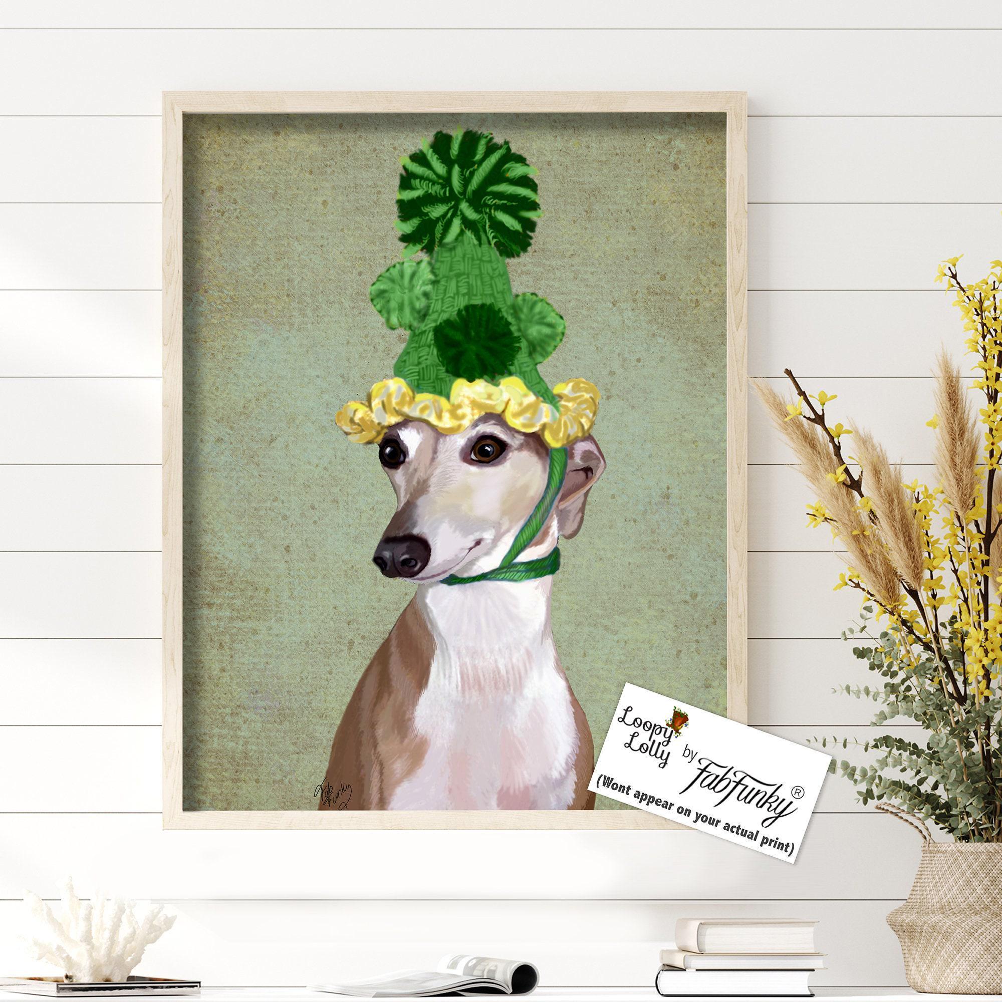 Greyhound Picture, Italian Greyhound in Funny Hat, Cute Whippet