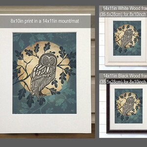 Owl in the moon print, Woodland owl art, Bird painting, Moon pictures, Giclee art print, Large canvas print, Kids bedroom decor, Nursery art image 2