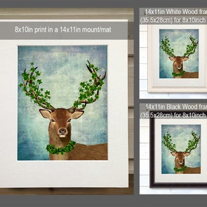The Green King Deer Art Deer Print Digital Stag Illustration Wall Decor Wall hanging Wall Art Stag Picture Deer Illustration Painting image 2
