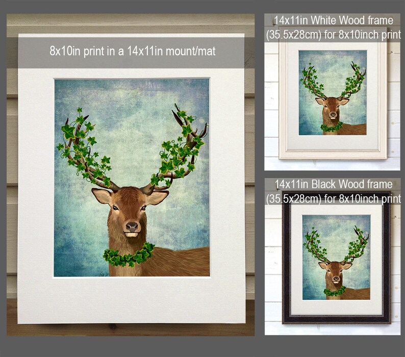 The Green King Deer Art Deer Print Digital Stag Illustration Wall Decor Wall hanging Wall Art Stag Picture Deer Illustration Painting image 2