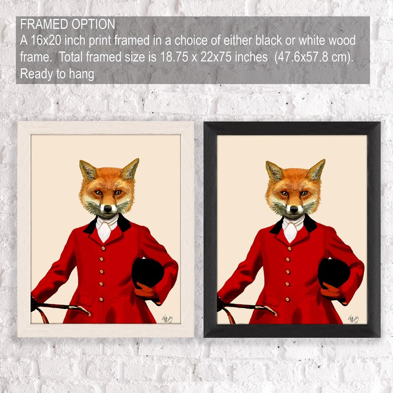 Fox Hunt Art Print, Vintage Style Woodland Animal Decor image 3