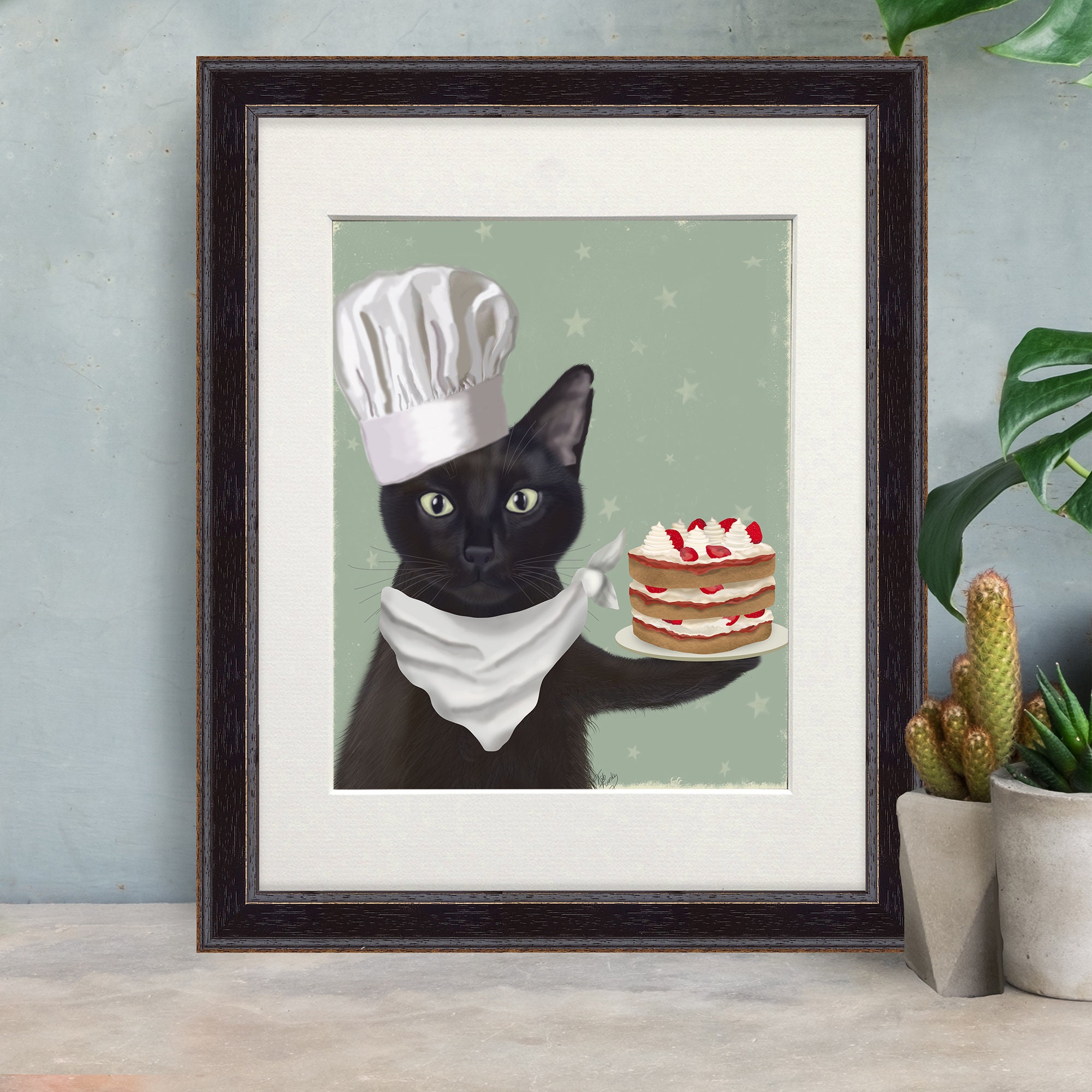絵画。原画☆キャンバスF6【黒猫は白猫とデートして美味しいケーキを食べます】 絵画。原画☆キャンバスF6【黒猫は白猫とデートして美味しいケーキを食べます】