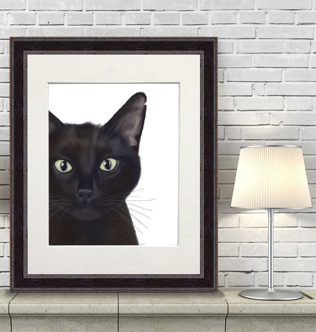 Black Cat Portrait Black Cat Art Print - Gus - Black Cat Wall Art Cat ...