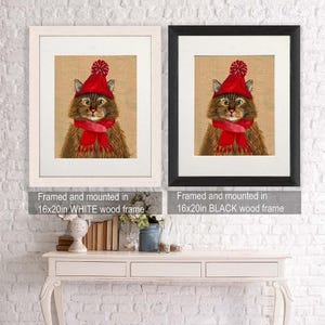Maine Coon Cat and Woolly Hat, Maine Coon Cat poster, ginger cat wall decor cat illustration cat picture cat gift cat lover cat print image 4