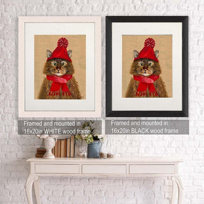 Maine Coon Cat and Woolly Hat, Maine Coon Cat poster, ginger cat wall decor cat illustration cat picture cat gift cat lover cat print image 4