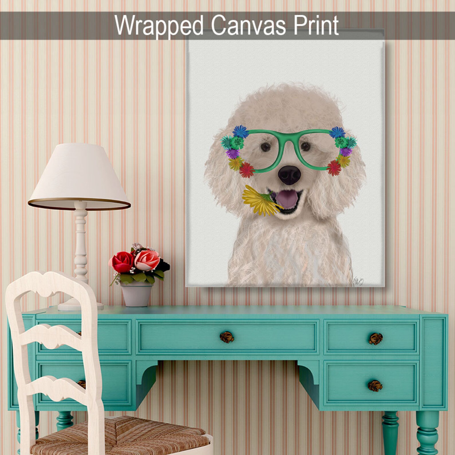 Poodle Wall Art Poodle White Flower Glasses Poodle Owner Etsy