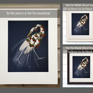 Great White Egret Heron Print - Bound Heron on Blue - Heron Art Heron