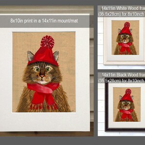 Maine Coon Cat and Woolly Hat, Maine Coon Cat poster, ginger cat wall decor cat illustration cat picture cat gift cat lover cat print image 2