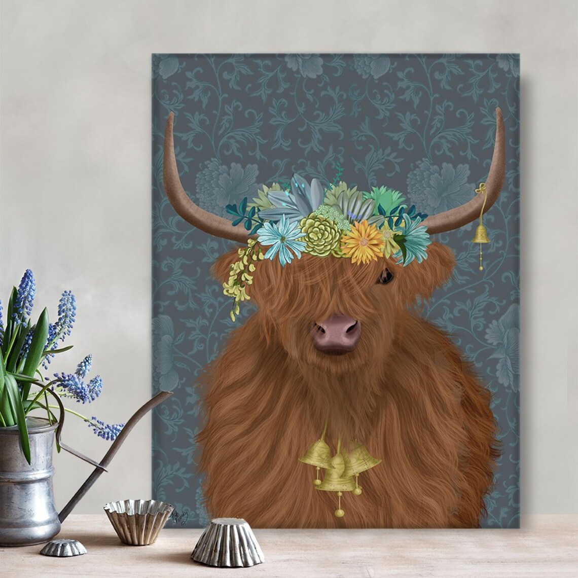 Country Charm Decor Highland Cow Bohemian 1 Living Room Etsy