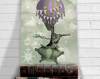 Nursery Art for Kids Room Decor - Navigating Rabbit - woodland animal nursery whimsical nursery Rabbit Print painting home decor wall decor