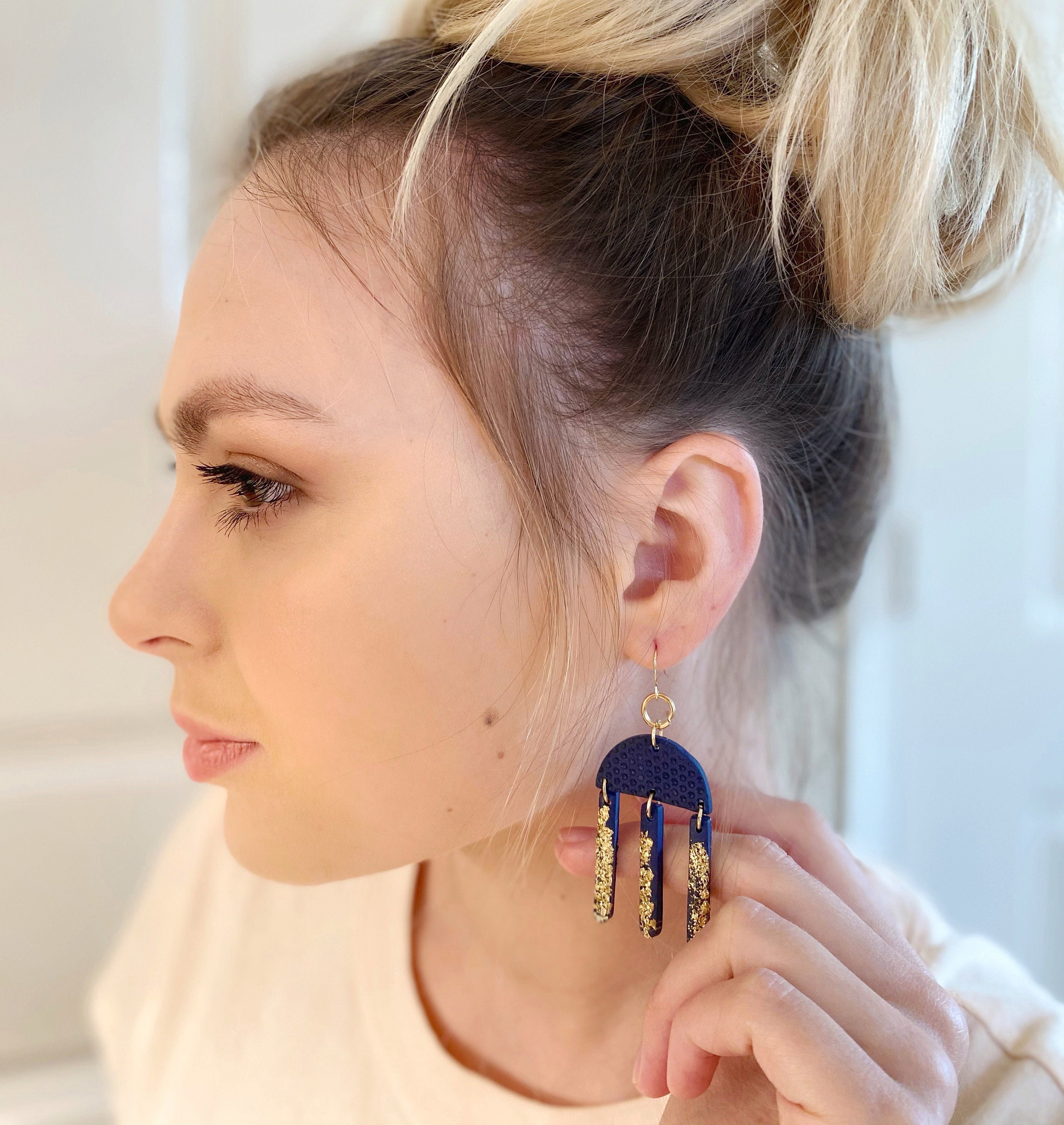 TENILLE Earring Navy Earring Blue and Good Earring Modern Earring