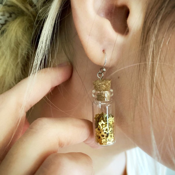 JESSIE JAMES Earring | Glass Earring| Fairy Dust | bottle Earrings | boho earring | bohemian earring