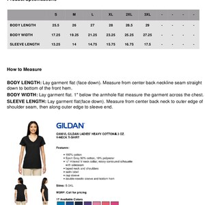 K&ouml;nnte beinhalten: Ein schwarzes Gildan Damen-T-Shirt aus schwerem Baumwollgewebe, 6,3 oz, mit V-Ausschnitt. Das Shirt hat einen V-Ausschnitt, kurze &Auml;rmel und eine doppelte Naht an &Auml;rmeln und Saum. Das Shirt ist in 17 Farben erh&auml;ltlich.