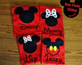 Disney Family Shirts/Disney Family Matching Shirts/Custom Disney Shirts/Mickey Mouse/Minnie Mouse Inspired w/ Glitter option Available