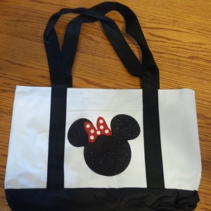 Disney Glitter Minnie Mouse Canvas Bag 12x18 inches/Disney Design Canvas bag for Disney Parks/