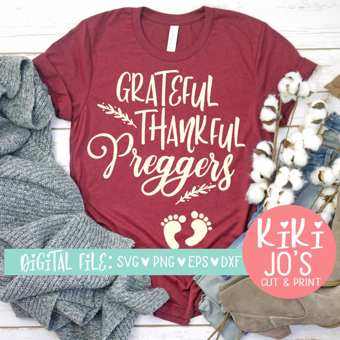 Grateful Thankful Preggers SVG Pregnancy SVG Thanksgiving | Etsy