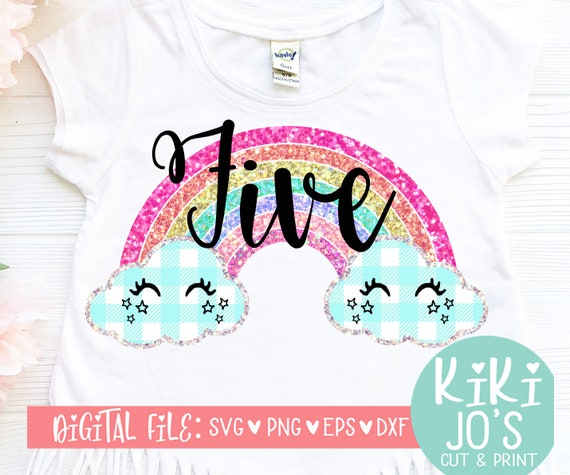 Download Fifth Birthday Svg Four Svg 5th Birthday Clip Art Rainbow Etsy