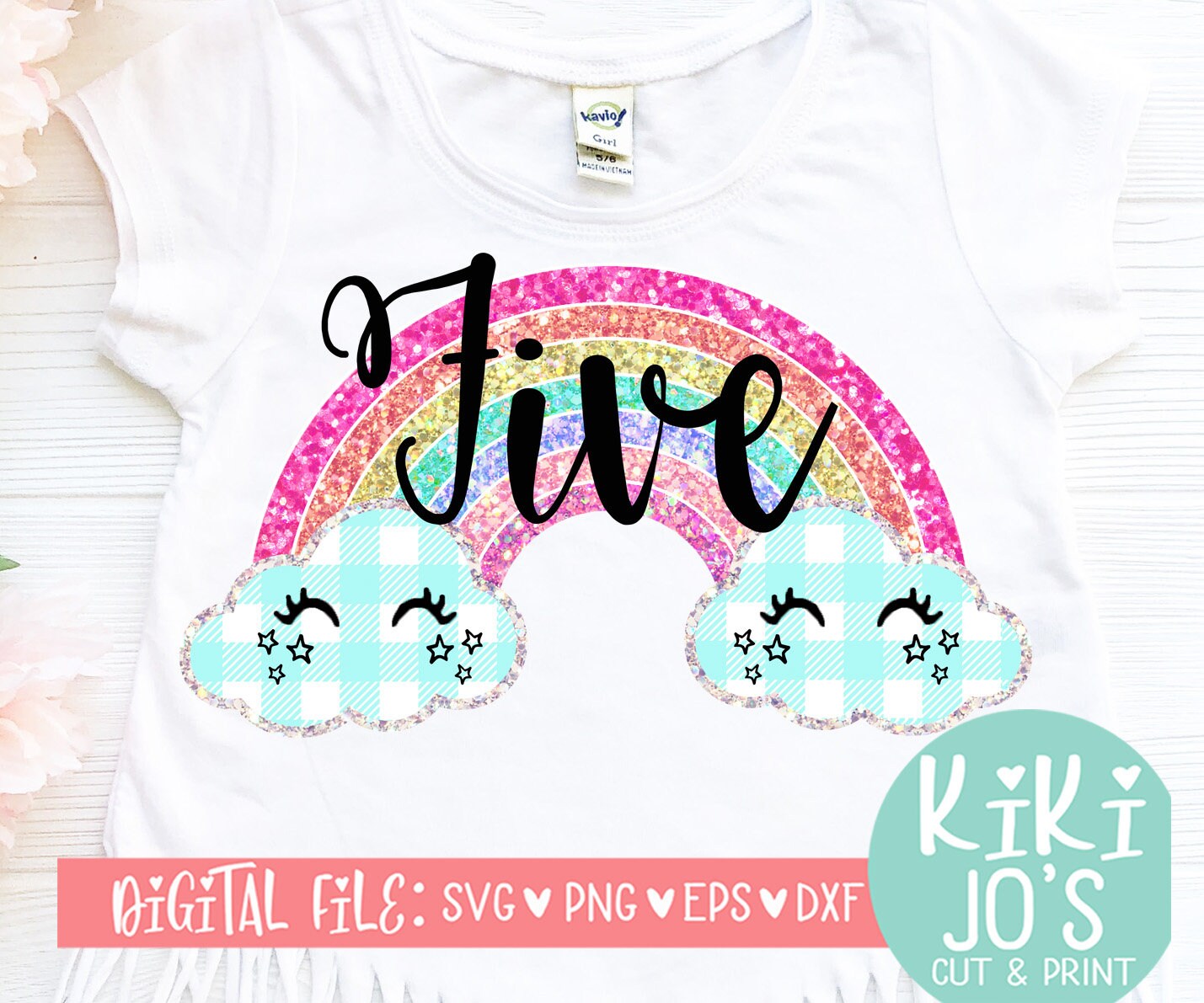 Download Fifth Birthday Svg Four Svg 5th Birthday Clip Art Rainbow Etsy