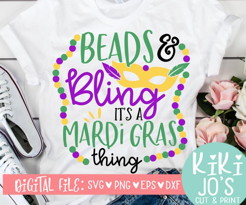 beads and bling mardi gras shirt
