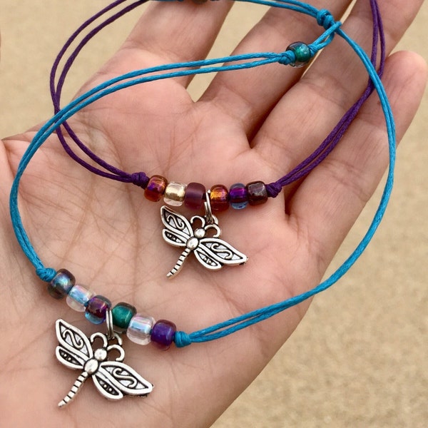 dragonfly anklet, dragonfly bracelet, handmade bracelet, silver dragonfly, gift for her, gift for girls, friend gift, gift for sisters