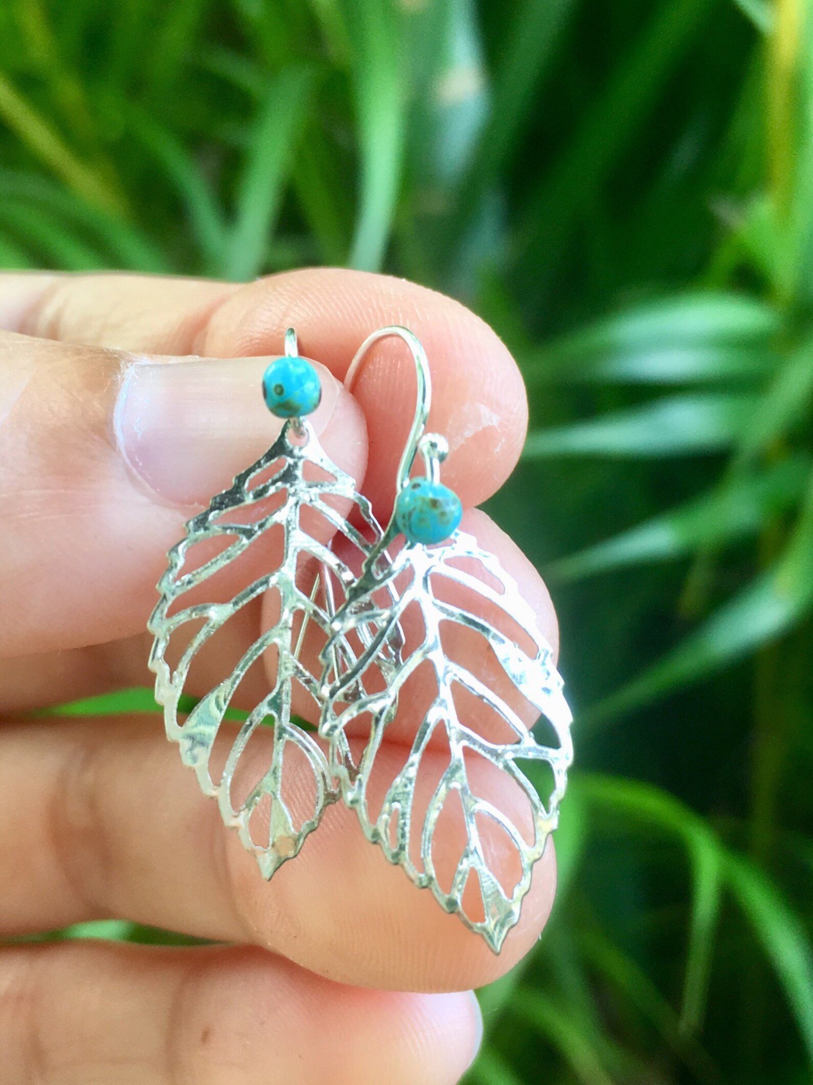 Leaf Earrings Silver Leaf Earrings Sterling Silver Birthday Etsy