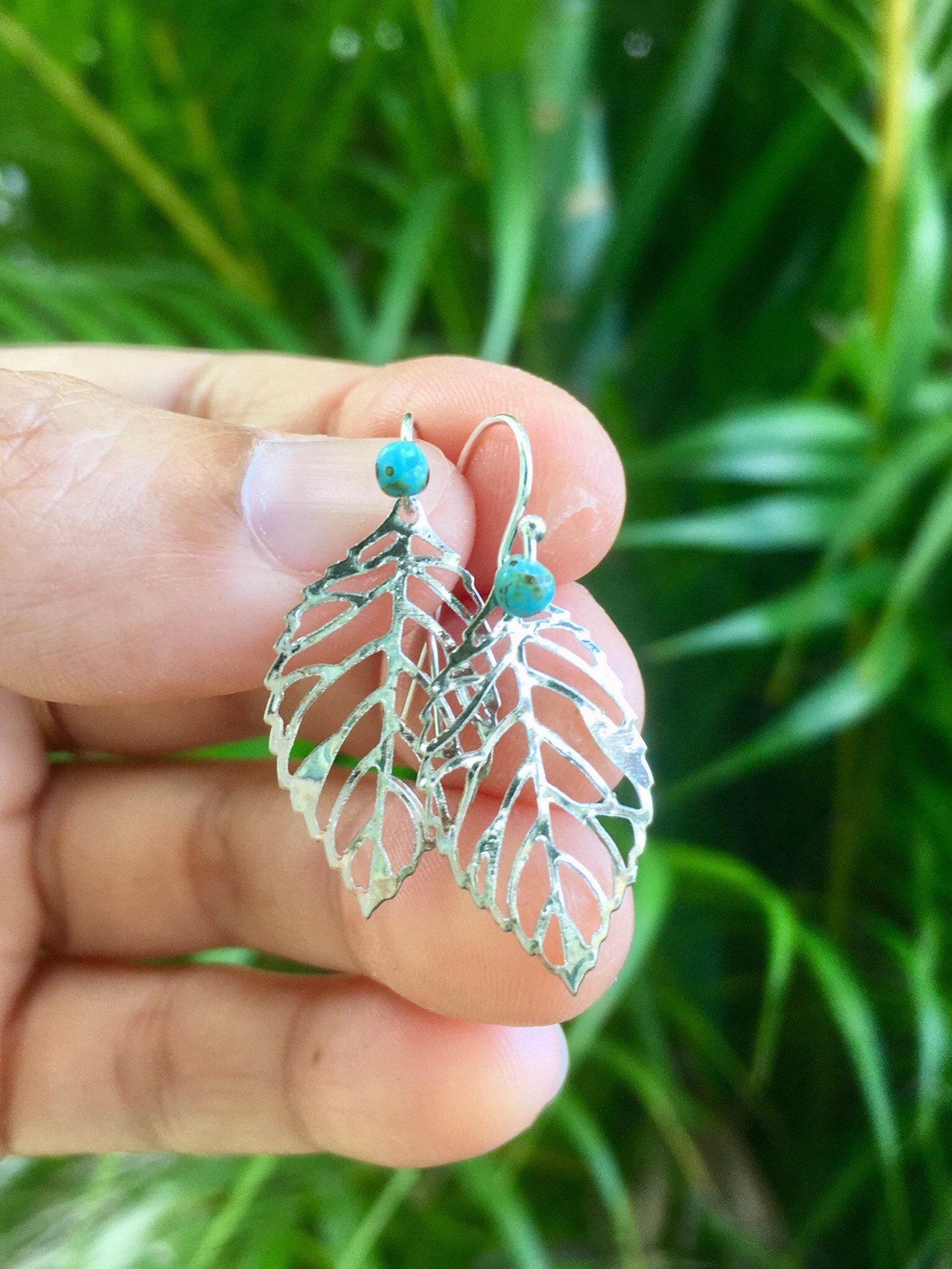 Leaf Earrings Silver Leaf Earrings Sterling Silver Birthday Etsy