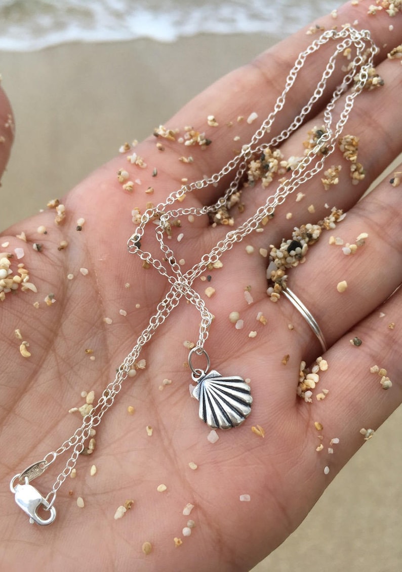 bridesmaids gift beach wedding 925 sterling silver Hawaii sterling silver necklace shell necklace gift for her beachy gift for woman