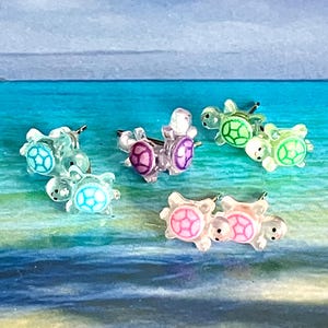 2 Pairs Turtle Earrings Glow in the Dark Studs Teen Girl Jewelry Simple Earrings for Tween Girl Gift for Daughter BOGO FREE Stocking Stuffer