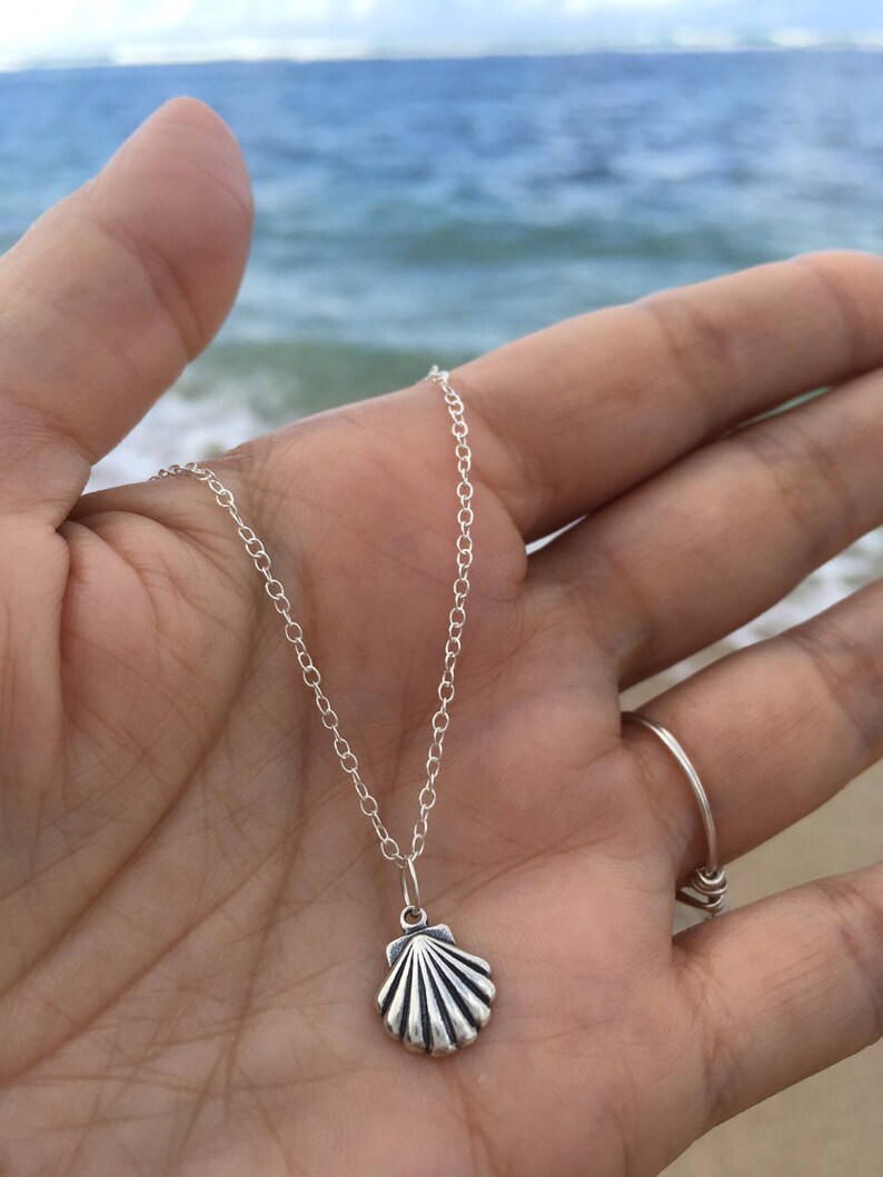 bridesmaids gift beach wedding 925 sterling silver Hawaii sterling silver necklace shell necklace gift for her beachy gift for woman