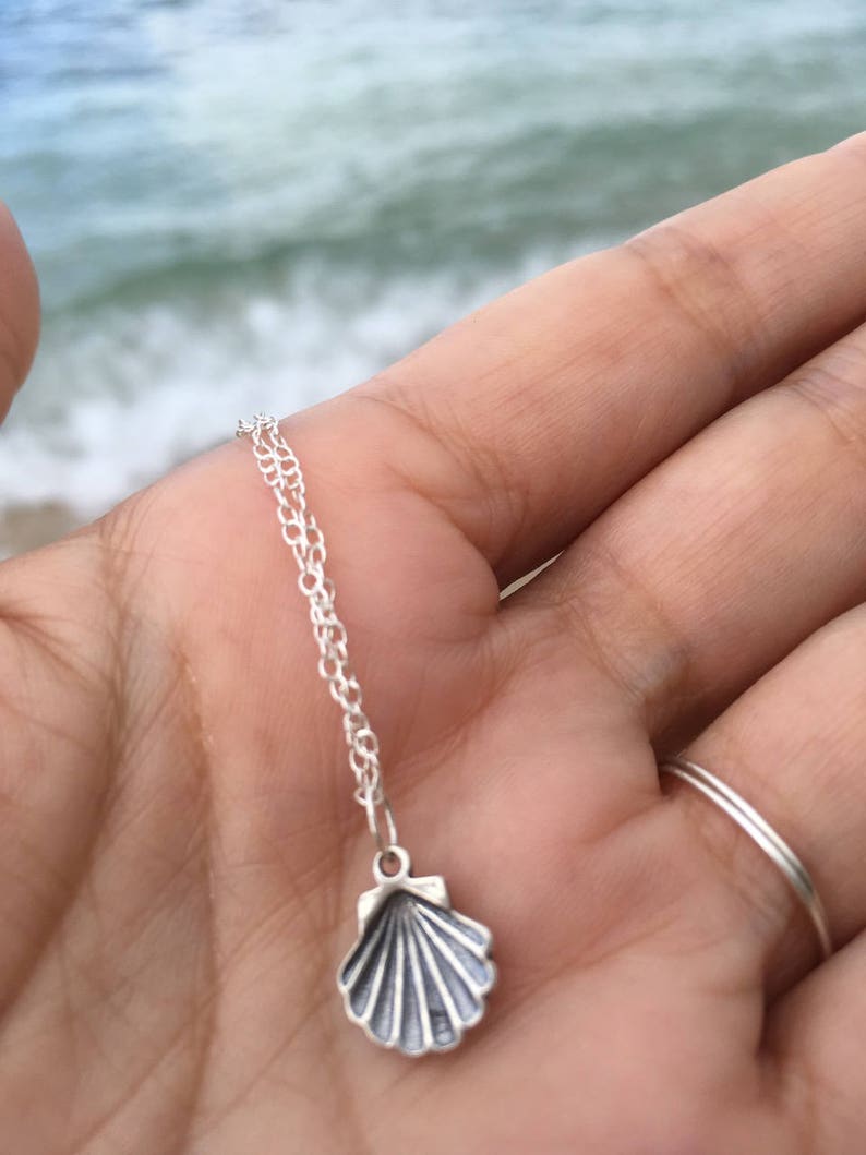 bridesmaids gift beach wedding 925 sterling silver Hawaii sterling silver necklace shell necklace gift for her beachy gift for woman