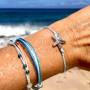 2 Starfish Wish Bracelets Beachy Gift for 2 Girls Ocean Themed Gift for Her Beach Anklet Sea Friendship Gift Small Maritime Gift Under 10