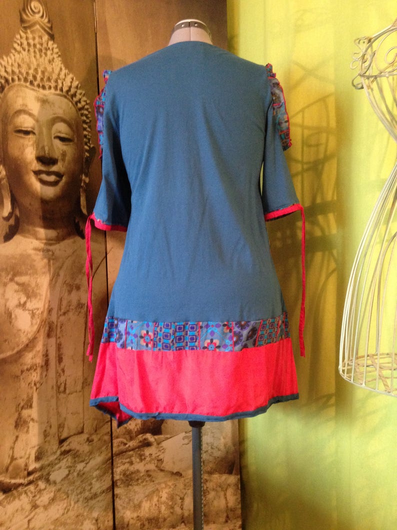 open shoulders tunic Fancy T 40-42 red and blue duck
