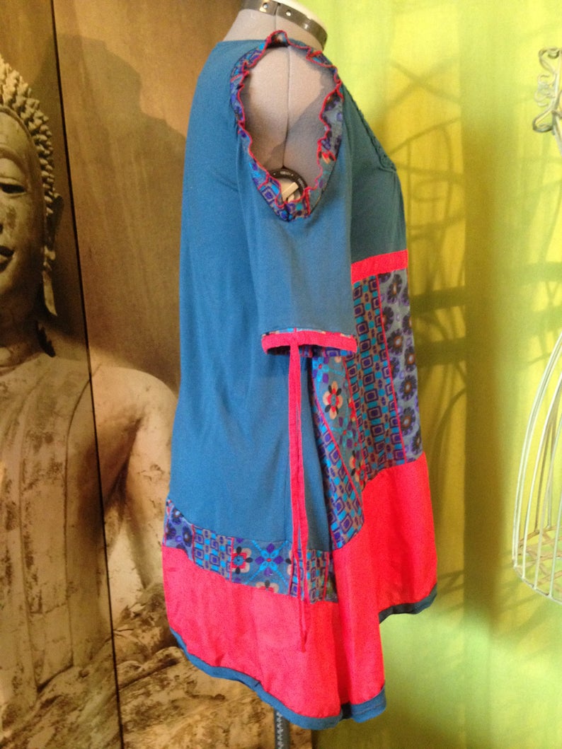 open shoulders tunic Fancy T 40-42 red and blue duck