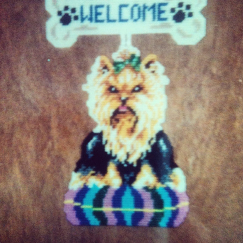 Yorkshire Terrier Sign Needlepoint Plastic Canvas Etsy