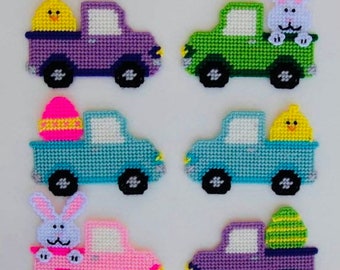 Easter Truck Magnet Plastic Canvas