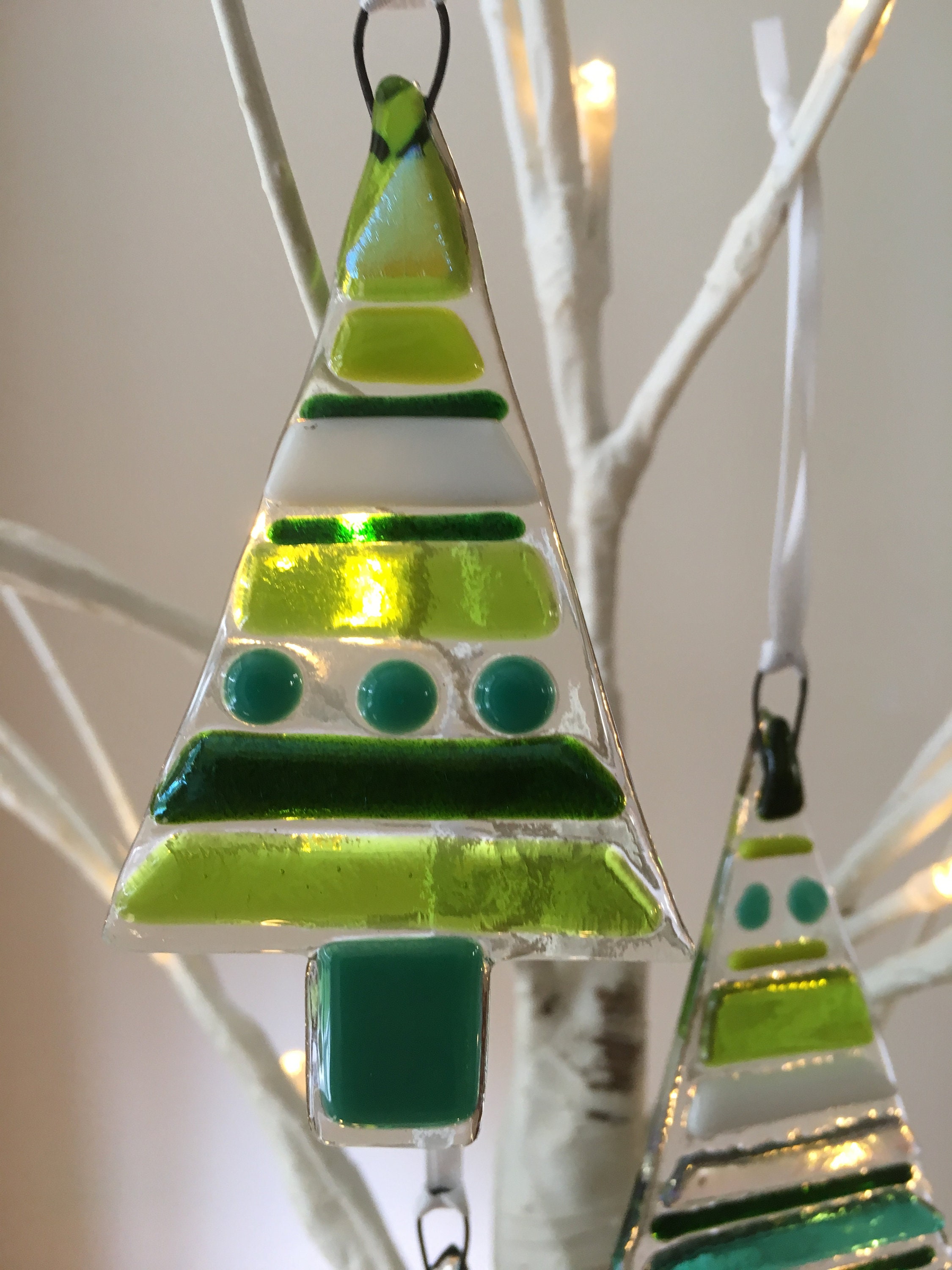 Fused Glass Christmas Tree Decoration Ornament Festive Window Etsy UK