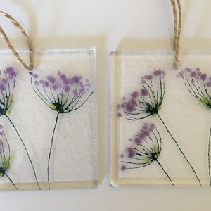 Handmade Fused Glass Agapanthus Sun Light Catcher Summer Flowers Suncatcher Gift Decoration