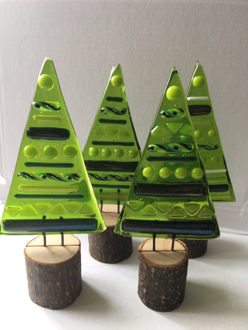 Handmade Fused Glass Christmas Tree Ornament Table Decoration Etsy