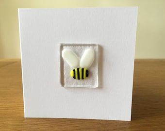 Bumblebee Birthday Card Handmade Fused Glass Bee Thank You Card Wedding Bee Keeper Gift Anniversary