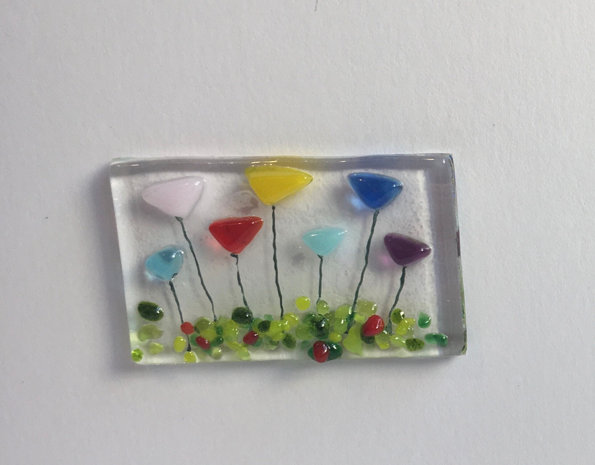 Handmade Fused Glass Multicoloured Flowers Tulips Card | Etsy