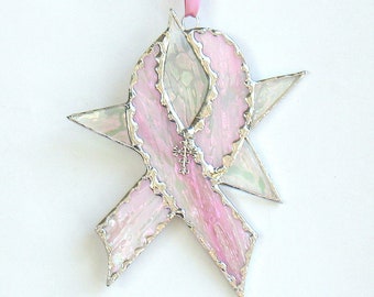 Breast cancer awareness ribbon survivor gift suncatcher ornament pink breast cancer ribbon suncatcher gifts under 20 window hanging decor