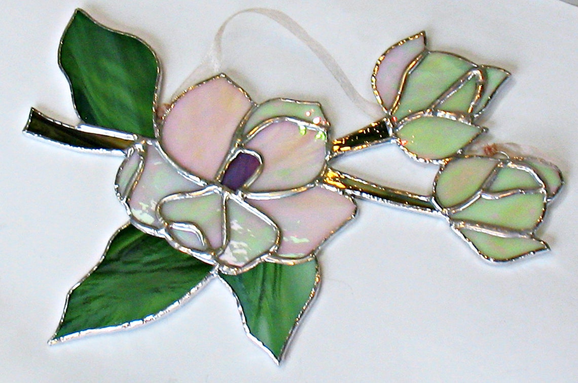 Mother's Day Gift Magnolia Stained Glass Flower Window - Etsy New Zealand