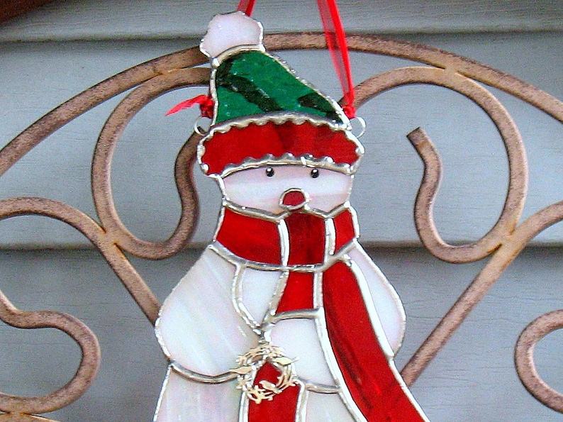 Vintage Suncatcher Snowman Window Decoration Christmas Ornament Winter