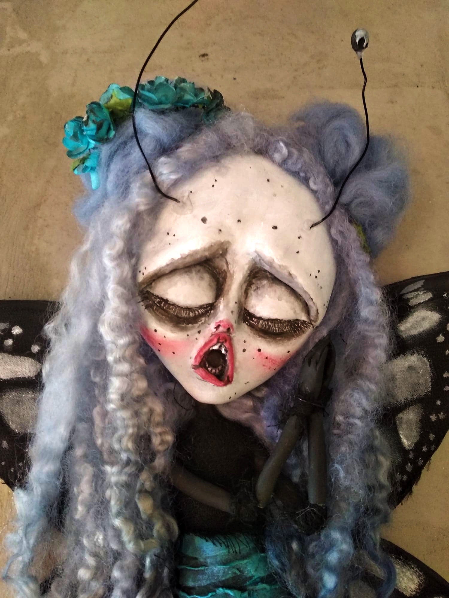 RESERVED-Butterfly doll-Ooak butterfly art doll-Dark Butterfly | Etsy