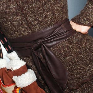 Dark Brown Leather Obi Belt, Brown Real Leather Belt, Brown Leather Tie Belt, Leather Belt, Brown Wrap Belt USA DDP (Delivered Duty Paid)
