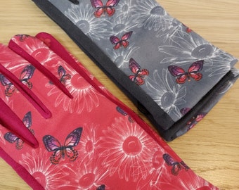 Butterfly Print Winter Gloves, Touch Screen Gloves, Colourful Women's Gloves, Soft Winter Gloves, Gloves with Butterflies, Gift For Her